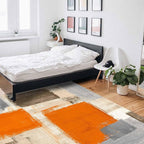 Orange Rectangular Area Rugs for Living Room Bedroom 3 x 5 ft Abstract Paint Texture Modern Art Non-Shedding Soft Low Pile Rug Non Slip Washable Rug for Nursery Entryway Playroom