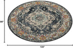 SAFAVIEH Monaco Collection Area Rug - 8'8" Round, Navy & Light Blue, Boho Chic Medallion Distressed Design, Non-Shedding & Easy Care, Ideal for High Traffic Areas in Living Room, Bedroom (MNC243N)
