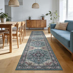 Enkor Runner Rugs for Hallway, 2.6x13 Washable Soft Boho Non Slip Floor Rugs for Kitchen, Modern Mat for Living Room Bedroom Entryway Purple & Green