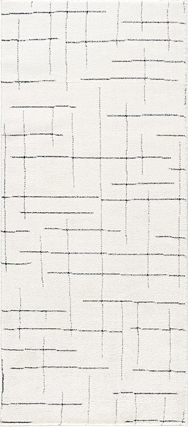 Abani Cream Area Rug – 3' x 5' – Oliver Collection – Striped Pattern – Non-Shedding, Easy to Clean – Durable for Living Room, Bedroom, or Office, Pet & Child Friendly
