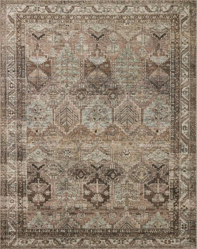 Loloi Amber Lewis Billie Collection, Clay & Sage 3'-6" x 5'-6" Area Rug – Antique & Distressed Accent Rugs for Living Room, Bedroom, Entryway & Hallway, No Shed High Traffic Area Home Decor Rug