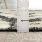 Abani Terra Cream Area Rug for Living Room, Bedroom - Black Abstract Pattern - 2' x 6' - Durable & Easy to Clean