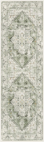 LIVEBOX Sage Green Runner Rug Non-Slip 2.5x8 - Oriental Bedroom Rugs Long Hallway Rugs for Home Decor, Low-Pile Vintage Carpet for Bathroom, Non-Slip Soft Carpet Throw Rug for Laundry Room