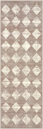 Lahome Moroccan Treills Runner Rug - 2x6 Beige Washable Rug Runner Carpet Runners for Hallway 6ft Non Skid, Checkered Faux Wool Long Kitchen Bathroom Non Skid Runners for Bedroom Hallway Entryway