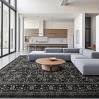 Area Rug Non Slip Machine Washable Ultra Soft Living Room/Bedroom/Kitchen/Outdoor/Classroom Black Grey, 6'×9'