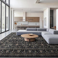 Area Rug Non Slip Machine Washable Ultra Soft Living Room/Bedroom/Kitchen/Outdoor/Classroom Black Grey, 10'×14'