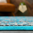 Rugs.com Yasmin Collection Rug – 10' x 13' Turquoise Medium Rug Perfect for Living Rooms, Large Dining Rooms, Open Floorplans