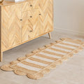 HOMEMONDE Scalloped 2'x6' Jute Runner Rug - Natural Braided Fiber - Handmade Boho Farmhouse Style Décor - Rustic Vintage Sustainable Area Rug for Entryway, Hallway, Kitchen, Bedroom, Living Room