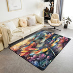 Dragonfly 5x7 Area Rug Colorful Flowers Living Room Rug | Watercolor Beetles Rugs for Bedroom, Dreamy Rustic Aesthetic Animal Carpet Indoor Floor Mat