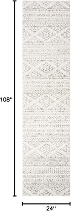 SAFAVIEH Tulum Collection Runner Rug - 2' x 9', Ivory & Grey, Moroccan Boho Tribal Design, Non-Shedding & Easy to Clean, Ideal for Living Room, Hallway, Foyer, Entryway, Bedroom (TUL272A)