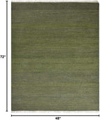 Rugsotic Carpets Hand Woven Flat Weave Kilim Wool 4'x6' Area Rug Solid Olive D00111