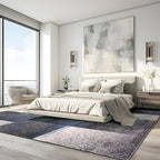 Rugshop Blue Modern Distressed Boxes Large Area Rug — Non-Shedding for Living Room, Office and Dining Room 8' x 10'