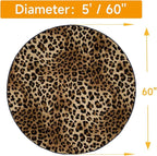 Leopard Rug 5ft Round Area Rugs Washable Print Non-Shedding Round Rug Soft Non-Slip Circle Carpet for Bedroom Living Room Dining Room Nursery Kitchen