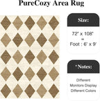 6x9 Checkered Area Rugs for Living Room Brown Machine Washable Large Rug Non-Slip Stain Resistant Low Pile Boho Accent Indoor Throw Carpet for Bedroom Dining Room Classroom