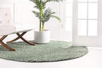 Unique Loom Davos Shag Collection Area Rug - Solid (3' 3" Round, Sage)