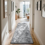 Soft Runner Rugs for Bedroom, Mottling Grey 2x6 Area Rugs Fluffy Rug Shaggy Area Rug Carpet, Bedside Rug for Living Room Bedroom Kids Room Home Decor
