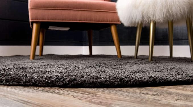 Unique Loom Solo Collection Area Rug - Calabasas (6' 1" Round, Charcoal/ Black)