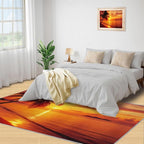 Coastal Rugs for Bedroom - 3x5 Area Rug - Ocean Beach Rugs for Living Room, Sunset Palm Trees Rug, Non-Slip Washable Home Decor Carpet
