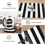 Striped Outdoor Rug 3'x5', Cotton Hand Woven Front Door Mat,Washable Reversible Outside Porch Rug, Foldable Layered Doormat for Entryway/Home Entrance/Farmhouse(Black and White)
