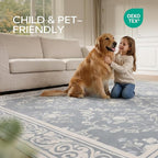 SOULFUL Medium Pile 3x5 Area Rug - Soft Underfoot Small Entryway Rug - Greige Boho Floral - Washable Non-Slip - Perfect for Living Room Bedroom Foot Kids Room Reading Nook