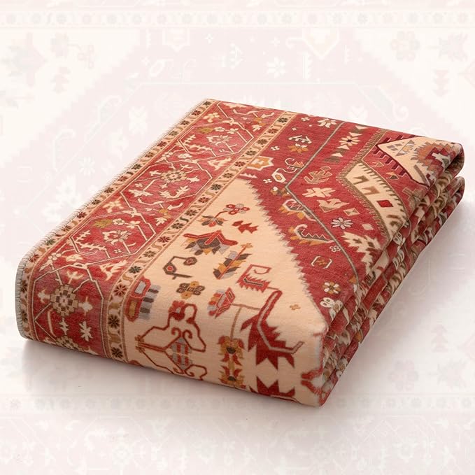 SERISSA 5x7 Boho Area Rug, Washable Non-Slip Rugs for Living Room, Large Red Beige Rug Ultra Soft Vintage Oriental Print Distressed Carpet for Bedroom Dining Room Dorm Office Home Decor