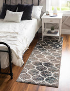 Rugs.com Lattice Frieze Collection Rug – 2' x 4' Runner Blue Multi Medium Rug Perfect for Living Rooms, Large Dining Rooms, Open Floorplans