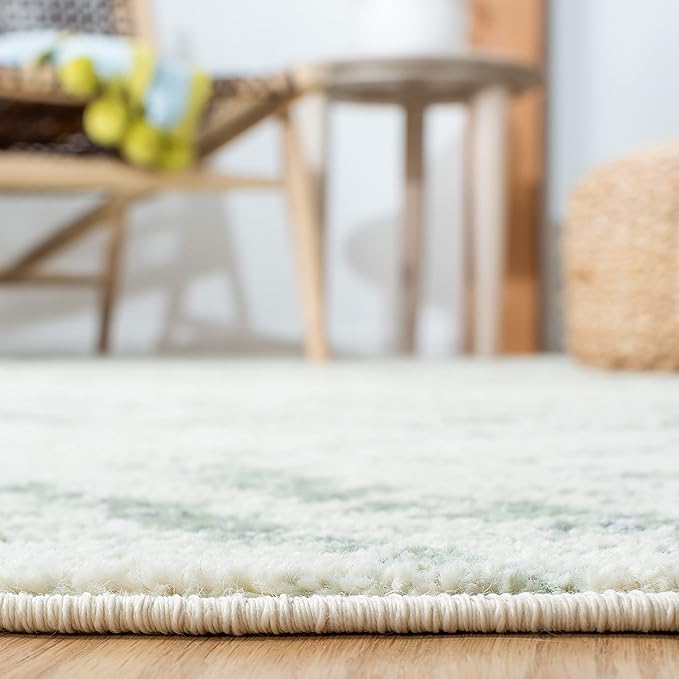 SAFAVIEH Adirondack Collection Runner Rug - 2'6" x 12' Runner, Ivory & Green, Modern Diamond Distressed Design, Ideal for High Traffic Areas in Living Room, Bedroom, Dining (ADR131X-212)
