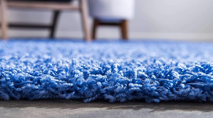 Unique Loom Solid Shag Collection Area Rug (10' x 13' 1" Rectangle, Periwinkle Blue)