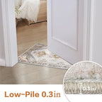 COMSLE Area Rug 2x3 Faux Wool Throw Rug for Entryway, Boho Washable Small Rugs Non-Slip Distressed Carpet Soft Accent Floor Rug for Indoor Entrance, Bedroom, Living Room, Kitchen (Khaki)