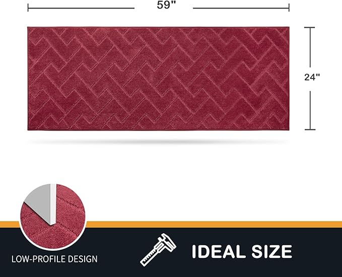 PURRUGS Dirt Trapping Door Mat 24" x 59", Non-Slip Machine Washable Entry Rug, Shoe Scraper, Dog Doormat, Super Absorbent Welcome Mat for Front & Back Door, Muddy Wet Shoes & Paws, Cherry Red