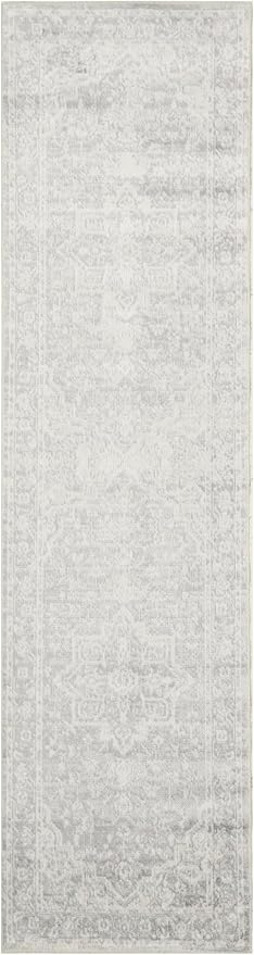 Nourison Home Astra Machine Washable Grey 2' x 6' Area Rug - Easy Clean, Non Shedding, Bed Room, Living Room, Dining Room, Kitchen (6' Runner)
