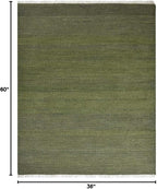 Rugsotic Carpets Hand Woven Flat Weave Kilim Wool 3'x5' Area Rug Solid Olive D00111