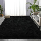 Large Shag Area Rugs 5 x 8, Plush Fuzzy Rugs for Living Room, Ultra Soft Fluffy Furry Rug for Bedroom, Indoor Carpet Nursery Rugs for Kids Room Home Decor, Black