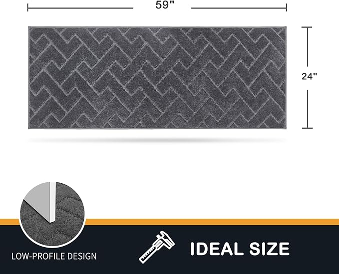 PURRUGS Dirt Trapping Door Mat 24" x 59", Non-Slip Machine Washable Entry Rug, Shoe Scraper, Dog Doormat, Super Absorbent Welcome Mat for Front & Back Door, Muddy Wet Shoes & Paws, Grey