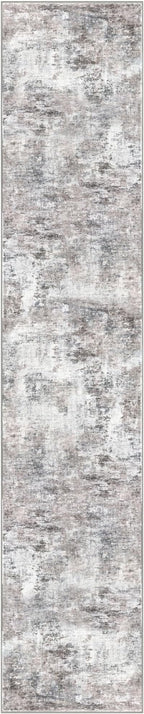 Modern Abstract Runner Rug 2x10, Beige Grey Neutral Washable Long Kitchen Runner Non-Slip Soft Hallway Rug Runner Thin Print Faux Wool Carpet for Entryway Bedroom Laundry Room Indoor