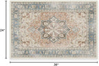 RUGGABLE Washable Vintage Area Rug – Kamran Coral 2x3, Stain-Resistant, Non-Slip – Small Machine Washable Rugs for Living Room, Bedroom, Hallway, Entryway & Bathroom–with Standard Pad