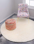 Unique Loom Solid Shag Collection Area Rug (6' 1" Round, Pure Ivory)