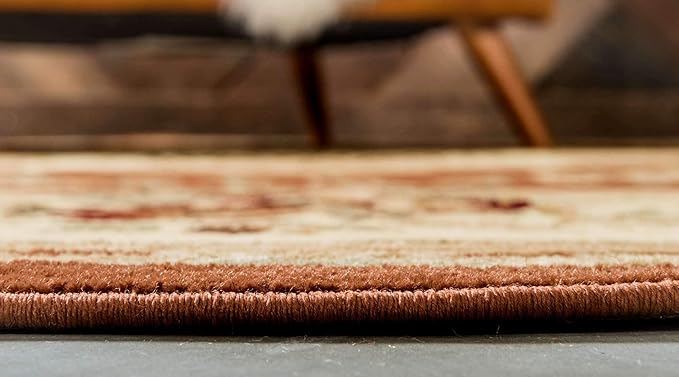 Unique Loom Versailles Collection Traditional Classic Floral Motif Area Rug (8' 0 x 8' 0 Round, Terracotta/ Ivory)