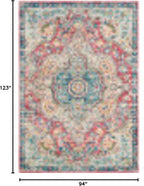 Livabliss Area Rugs - 8x10 Romaine Vintage Boho Rose Navy Sky Blue Area Rug for Living Room Bedroom - Floral Medallion Stain Resistant Carpet for Kitchen, Nursery, Office (7'10" x 10'3")