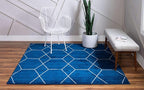Unique Loom Trellis Frieze Collection Area Rug - Geometric (7' 10" Square, Navy Blue/ Ivory)