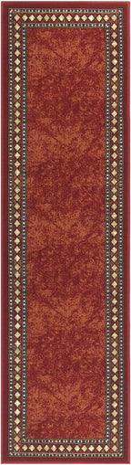 Antep Rugs Alfombras Modern Bordered 2x7 Non-Skid (Non-Slip) Low Profile Pile Rubber Backing Indoor Area Runner Rugs (Maroon Beige, 2' x 7')