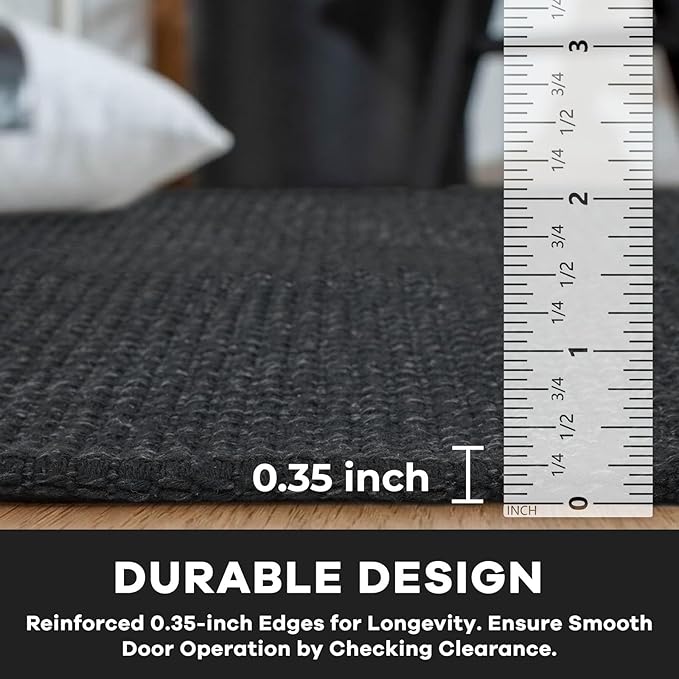 KOZYFLY Runners for Hallways 2x5 ft Washable Kitchen Runner Non Slip Rubber Backed Hall Runners Cotton Entryway Runner Rugs Floor Carpet for Indoor Backdoor Bedroom Kitchen, Black/Dark Grey