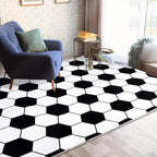 Soft Soccer Rugs for Bedroom, Machine Washable, Cute Bedside Boys Area Rug for Kids Toddlers Teens, Soccer Lovers Home Decor Indoor Carpet for Living Room, Dorms, Nursery, 4x5 FT