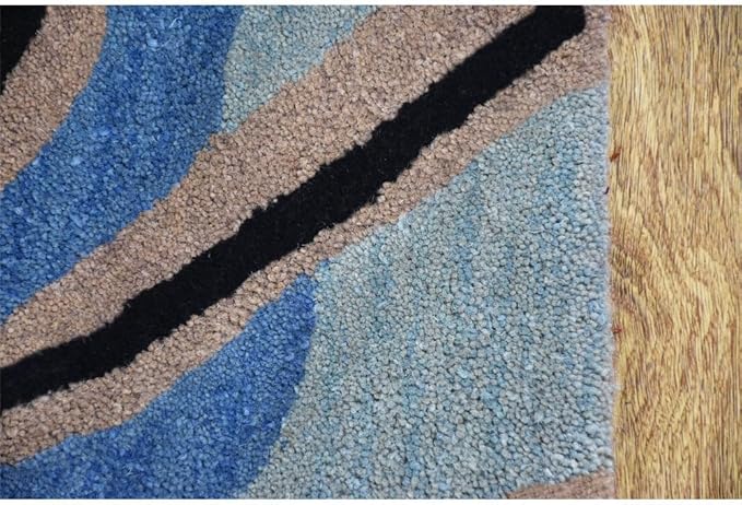 Rugsotic Carpets Hand Tufted Wool ECO-Friendly Area Rugs - 6'x6', Octagon Shape, Camel, Floral Modern Design, High Pile Thick Handmade Anti Skid Area Rugs for Living Room, Bed Room (K00219)