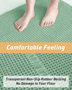 AMOAMI Upgraded Waffle Runner Rug Super Absorbent Non Slip Bath Mats for Bathroom Machine Washable Bathroom Runner Rug with Tassels, Ideal for Hallway Bedroom Laundry Room, 17" x 48", Sage