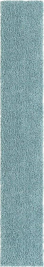 Unique Loom Davos Shag Collection Area Rug - Solid (2' 7" x 16' 5" Runner, Aqua)