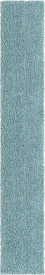 Unique Loom Davos Shag Collection Area Rug - Solid (2' 7" x 16' 5" Runner, Aqua)
