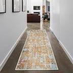 GLN Rugs Traditional Collection - Machine Washable Area Rug, Traditional Washable, Non Slip, Low Pile Chenille Rug, Living Room, Bedroom, Kitchen Rug (2'6" x 7' Sand/Light Gray)