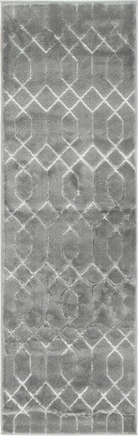 Marilyn Monroe Glam Collection Area Rug - Trellis (2' x 6' 1" Runner, Gray Silver/ Silver)