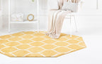 Rugs.com Lattice Frieze Collection Rug – 7' 10 Octagon Yellow Medium Rug Perfect for Living Rooms, Kitchens, Entryways